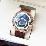 Cartier 316L Steel Genunine Leather/Steel Braclet 44*12MM Watch